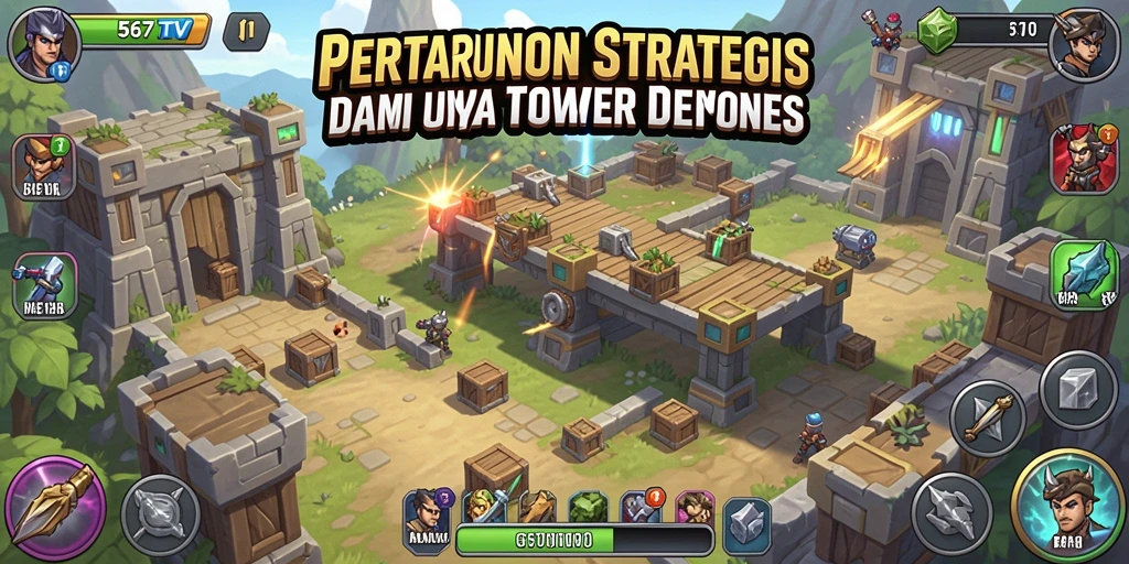 Screenshot menunjukkan aksi mendebarkan dalam gameplay Tower Defense.