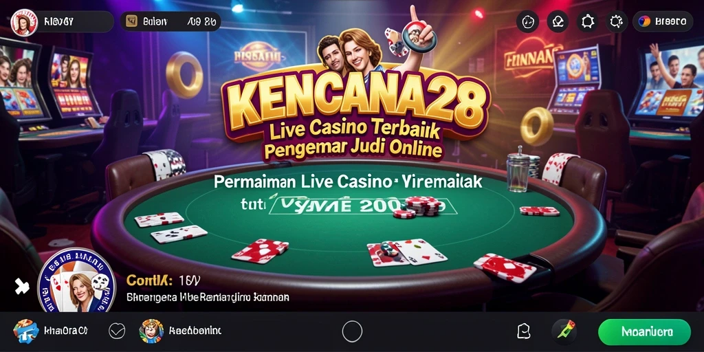 Screenshot gameplay KENCANA28 menampilkan dealer langsung dan suasana kasino yang menarik.