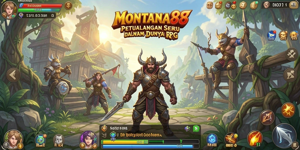 Tampilan gameplay MONTANA88 dengan karakter petualangan yang penuh aksi.