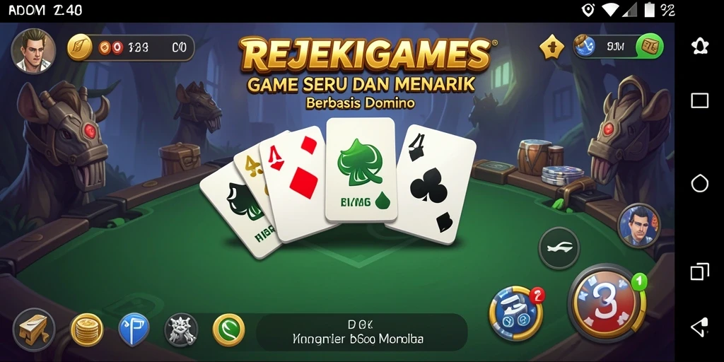 Tampilan gameplay seru dari REJEKIGAMES yang memperlihatkan aksi Domino.